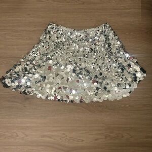 Free People, Silver sequin mini skirt, lined, NWOT